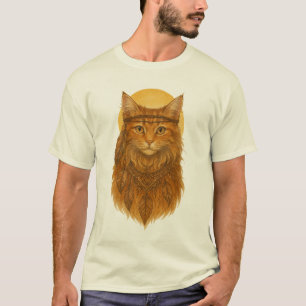 Boho Golden Cat Spirit Graphic T-Shirt