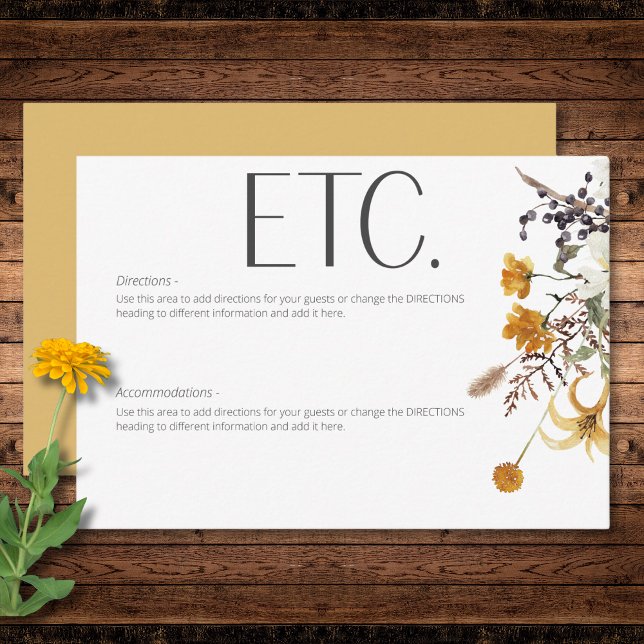 Boho Golden Yellow Meadow Flowers Gold Details Enclosure Card (Boho Golden Yellow Meadow Flowers Gold Details Enclosure Card)