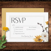 Boho Golden Yellow Meadow Flowers Gold Dinner