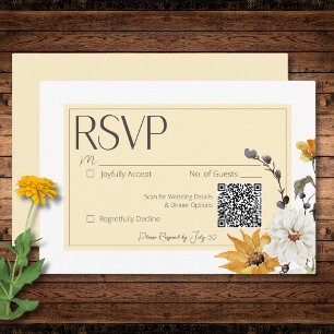 Boho Golden Yellow Meadow Flowers Yellow RSVP Card