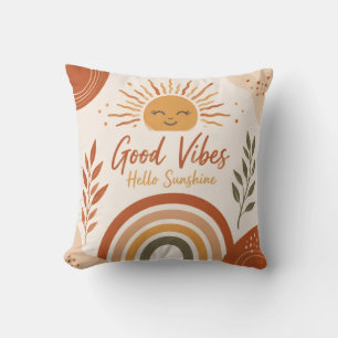 Boho Good Vibes Hello Sunshine Throw Pillow