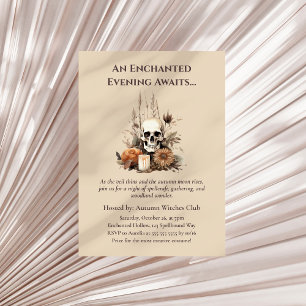 Boho Gothic Fall Party with Skull and Flowers Invitation