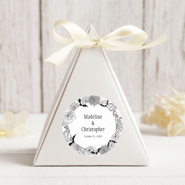 Boho Gothic Floral Wedding Classic Round Sticker (Creator Uploaded)