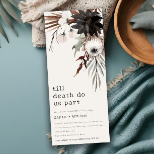 Boho Gothic Rust Black Botanical Engagement Invitation