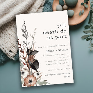Boho Gothic Rust Black Botanical Engagement Invitation