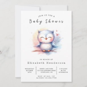 Boho Graceful Owl Baby Shower Invitation