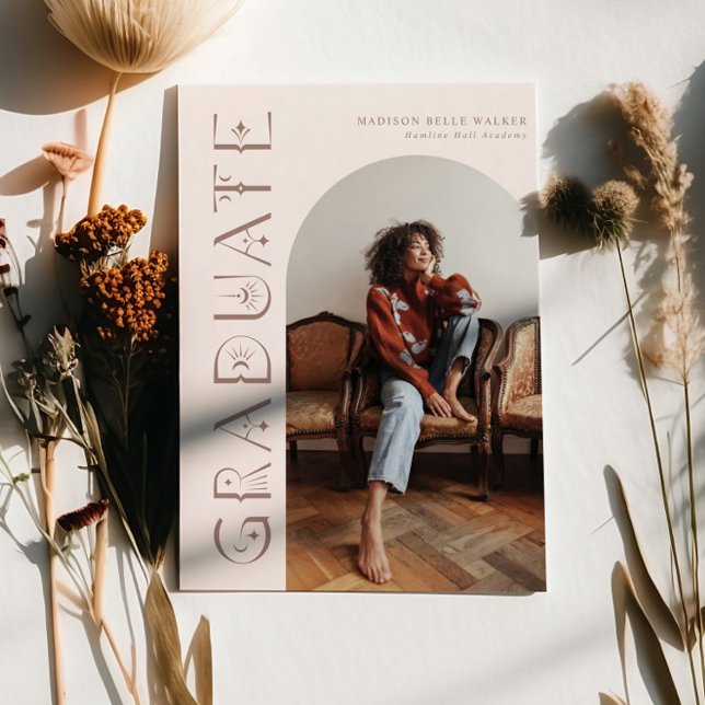 Boho Graduate Blush Pink Graduation Announcement (Creator Uploaded)