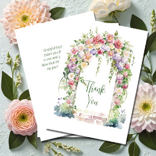Boho Graduation Floral Arch Thank You Card