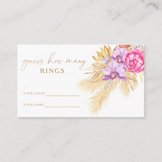 Boho grass - Guess how many rings bridal game Enclosure Card (Front)