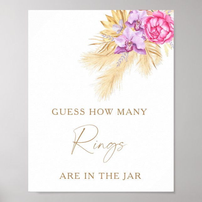 Boho grass - How many rings bridal shower game Poster (Front)