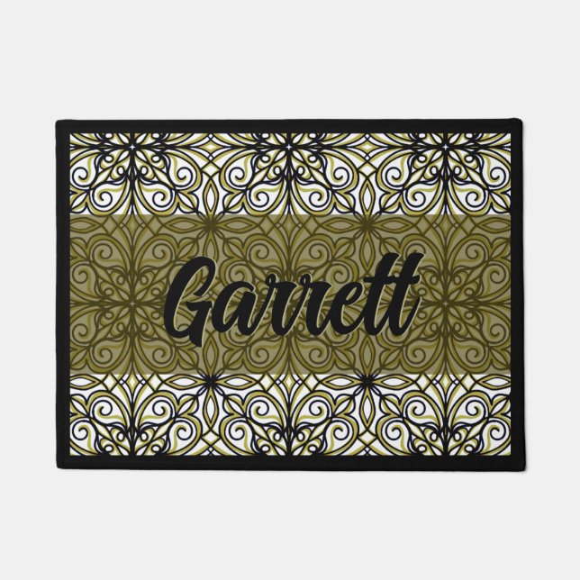 Boho Green & Black Doormat (Front)