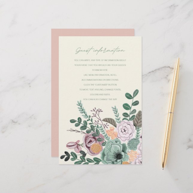 Boho Green Blush Floral Wedding Ceremony Program (Front/Back In Situ)