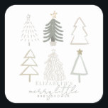 Boho Green Christmas Trees Baby Shower Square Sticker<br><div class="desc">This boho "merry little baby shower" holiday boy's baby shower sticker features Christmas trees in green shades. Personalise it for your needs. You can find matching products at my store.</div>