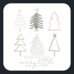 Boho Green Christmas Trees Baby Shower Square Sticker<br><div class="desc">This boho "merry little baby shower" holiday boy's baby shower sticker features Christmas trees in green shades. Personalise it for your needs. You can find matching products at my store.</div>