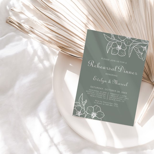 Boho Green Destination Floral Rehearsal Dinner   Invitation (Creator Uploaded)