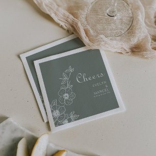 Boho Green Destination Floral Wedding Cheers  Napkin