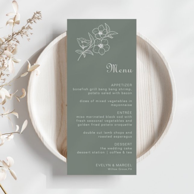 Boho Green Destination Floral Wedding Menu (Creator Uploaded)