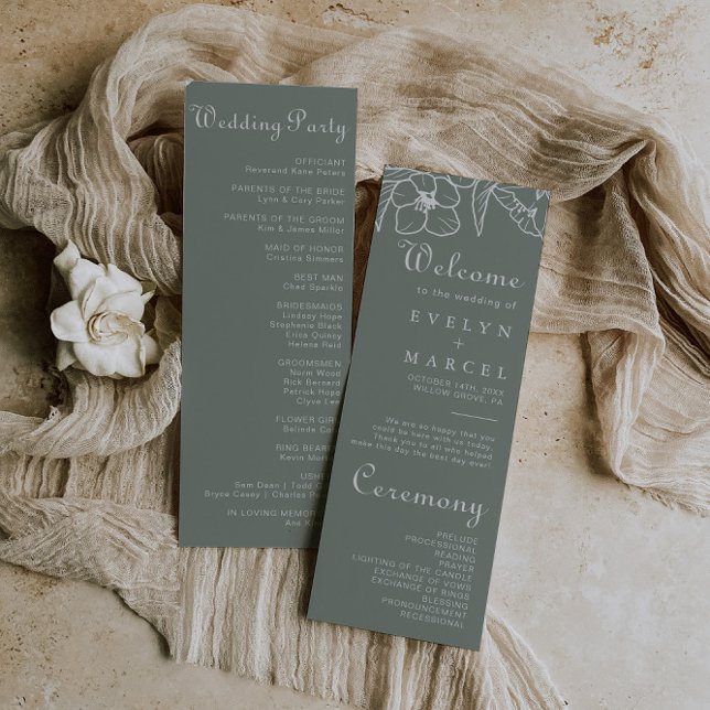 Boho Green Destination Floral Wedding  Programme (Creator Uploaded)