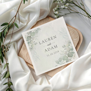 Boho Green Eucalyptus Botancial Wedding Napkin