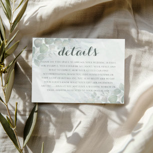 Boho Green Eucalyptus Wedding Details  Enclosure Card