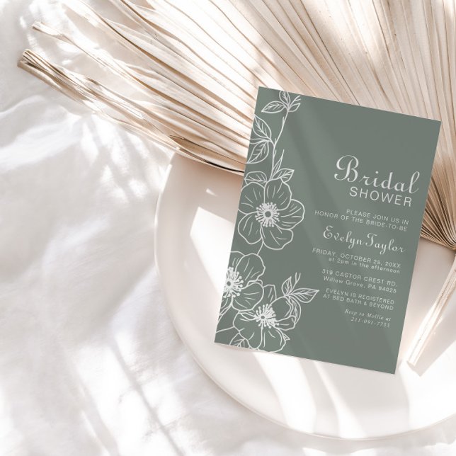 Boho Green Floral Bridal shower  Invitation (Creator Uploaded)
