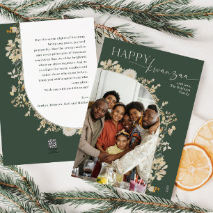 Boho Green Floral Happy Kwanzaa Photo  Holiday Card