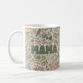 Boho Green Floral Pattern Mama  Coffee Mug