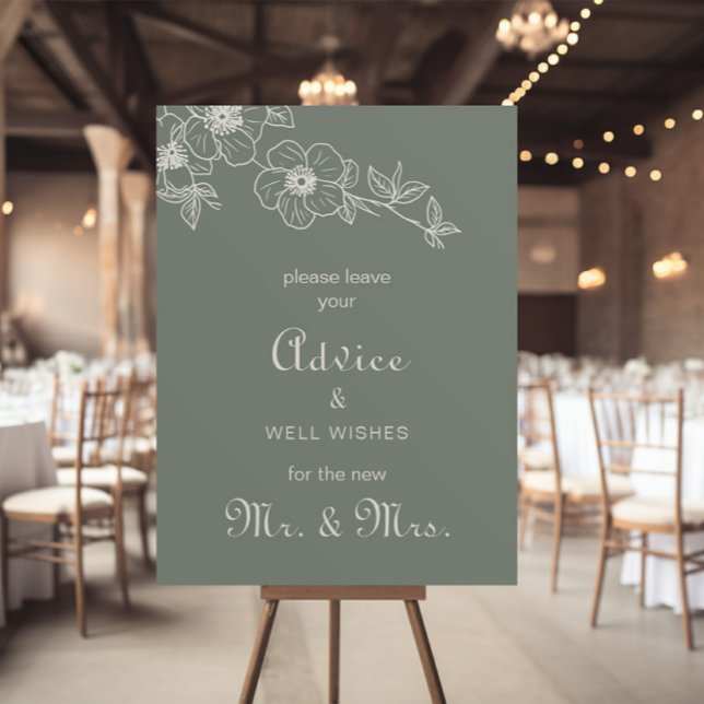 Boho Green Floral Wedding Advice and Well Wishes  Poster (Creator Uploaded)