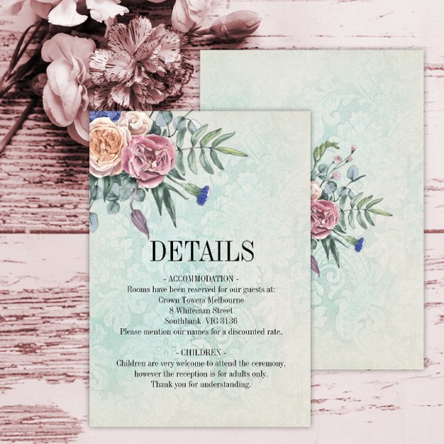 Boho Green Floral Wedding Details Enclosure Card (Creator Uploaded)