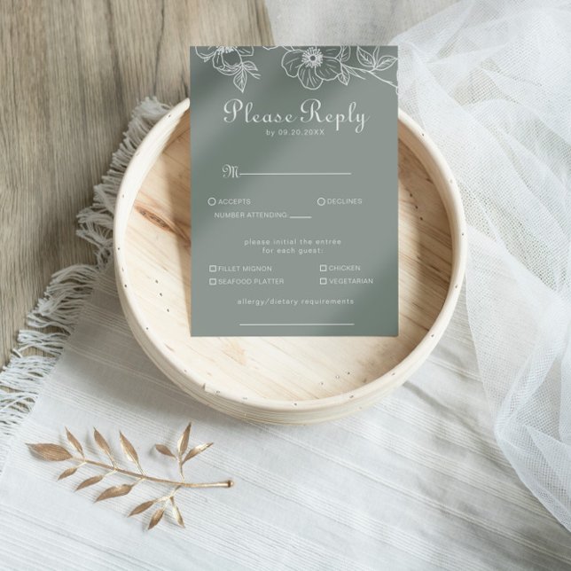 Boho Green Floral Wedding Menu Choice Reply (Creator Uploaded)