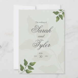 Boho Green Foliage Elegant Wedding Invitation