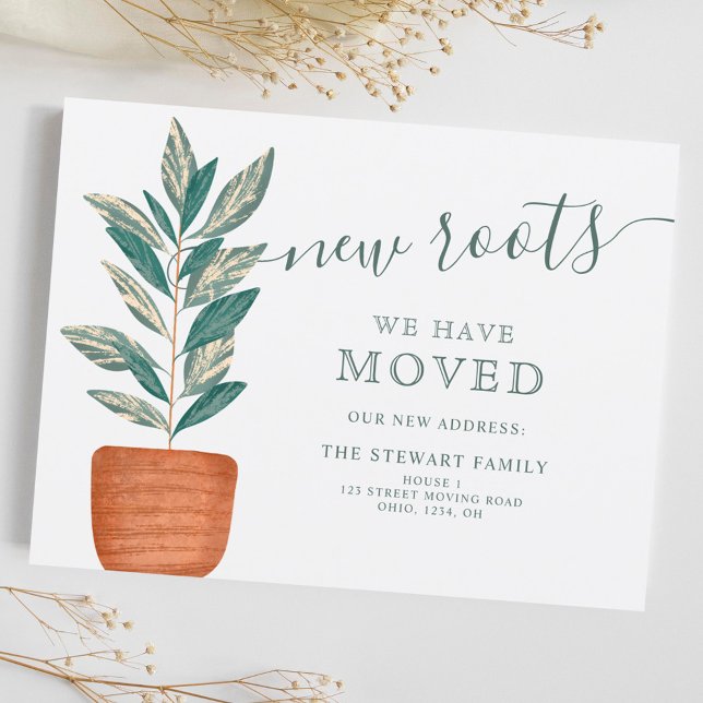 Boho green house plant pot new home moving announcement postcard (Creator Uploaded)