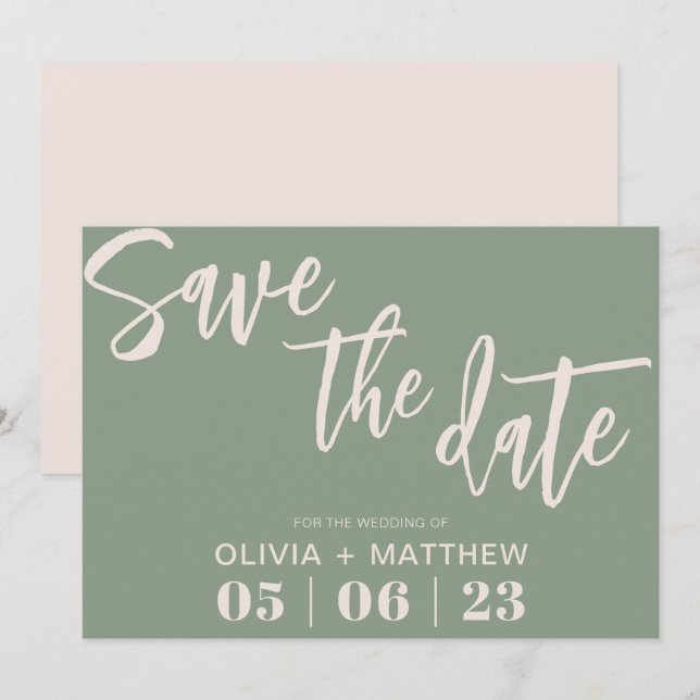 Boho Green Save The Date (Front/Back)