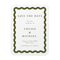 Boho Green Wavy Frame Wedding Save the Date Magnet
