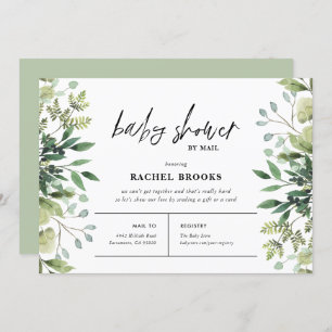 Boho Greenery Baby Shower by Mail Invitation