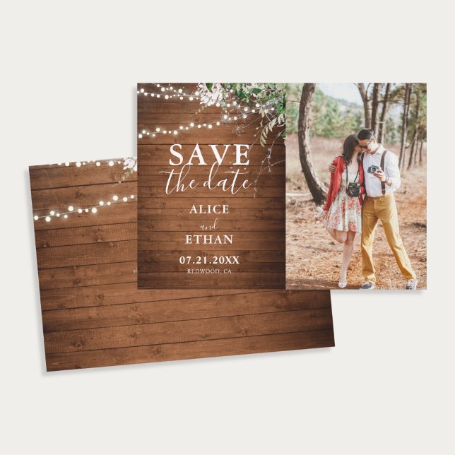 Boho Greenery Calligraphy Photo Save The Date (Creator Uploaded)