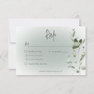 Boho Greenery Delicate Modern Wedding RSVP Card