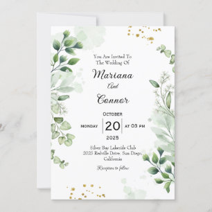 Boho Greenery Dreamcatcher Wedding Invitation
