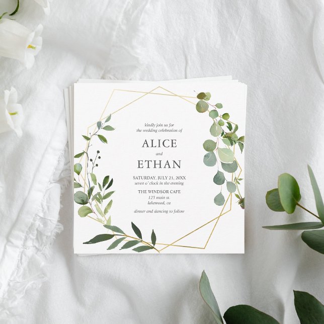 Boho Greenery Eucalyptus Botanical Wedding Invitation (Creator Uploaded)