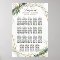 Boho greenery eucalyptus foliage gold frame tables