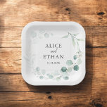 Boho Greenery Eucalyptus Wedding Paper Plate<br><div class="desc">Boho bouquet of greenery eucalyptus and leaves.</div>