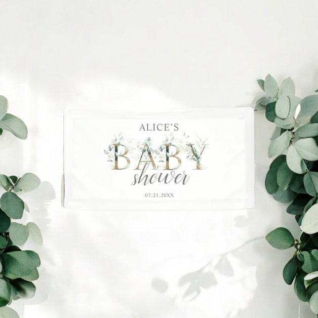 Boho Greenery Eucalyptus Welcome Baby Shower Banner (Creator Uploaded)