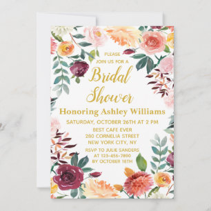 Boho Greenery Fall in Love Floral Bridal Shower Invitation