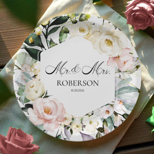 Boho Greenery Floral Frame Wedding Paper Plate