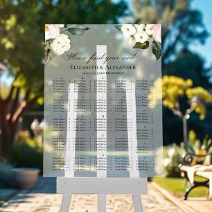 Boho Greenery Floral Wedding Seating Acrylic Chart
