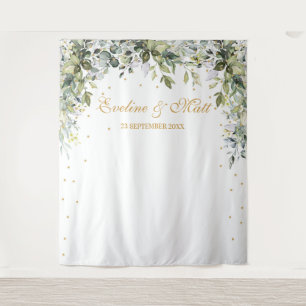 Boho greenery foliage eucalyptus leaves wedding tapestry