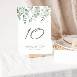 Boho Greenery Foliage Eucalyptus Wedding Table Number