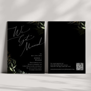 Boho Greenery Gold Black Elopement Announcement