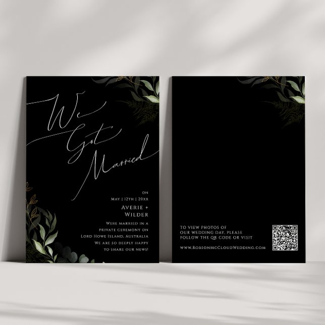 Boho Greenery Gold | Black Elopement Announcement (Creator Uploaded)