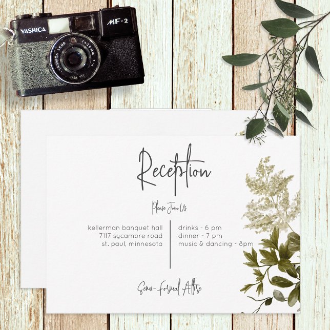 Boho Greenery Modern Floral Reception Wedding Enclosure Card (Creator Uploaded)